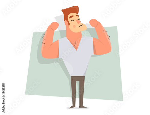 Εκτύπωση καμβά Handsome guy. Man shows large muscles.