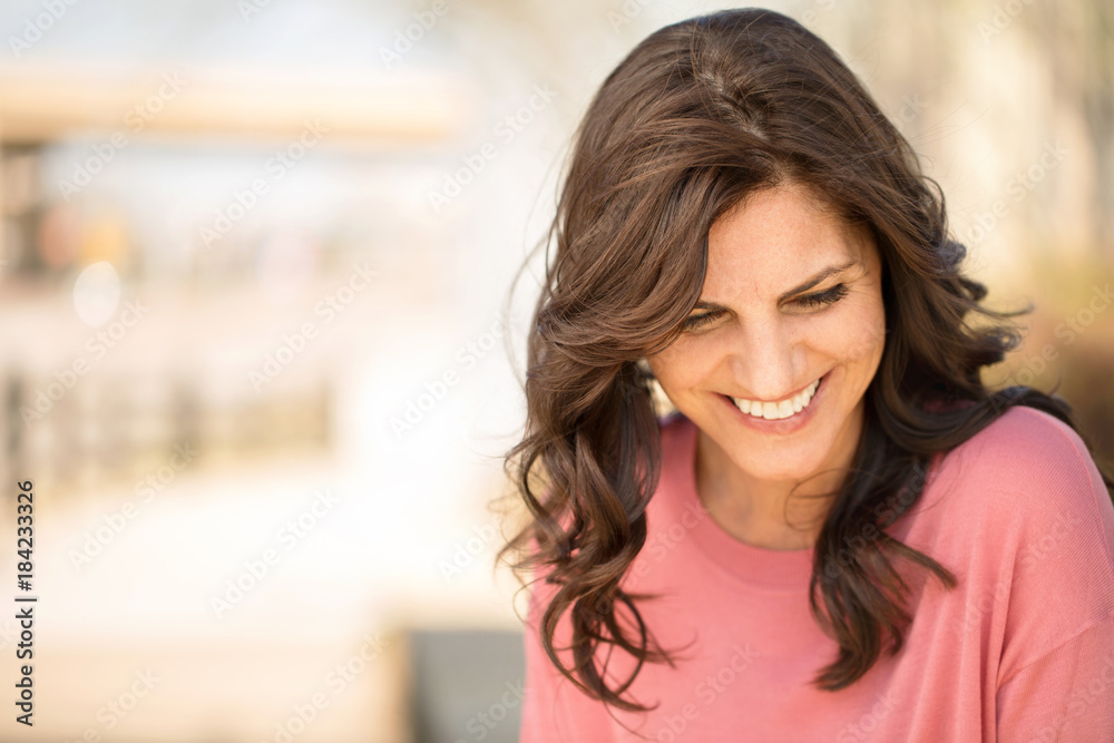 Beautiful mature woman smiling. Beautiful mature woman smiling.