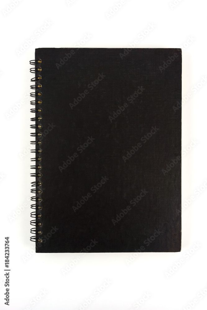 Black blank notebook front cover isolated on white background. Black blank notebook front cover isolated on white background.