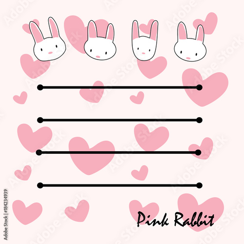 Cute rabbit memo, wallpaper, background