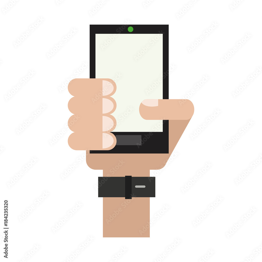 Hand holding smartphone icon vector illustration graphic design Hand holding smartphone icon vector illustration graphic design