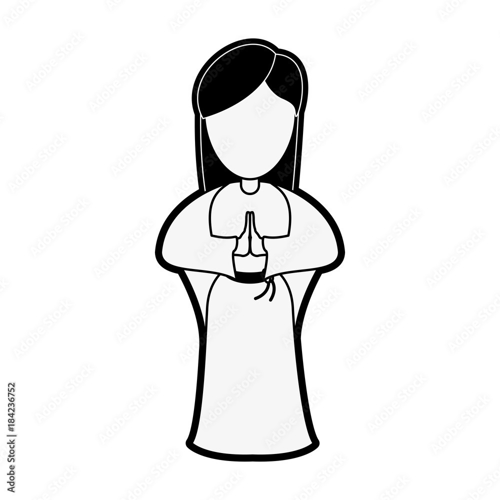 Virgin mary cartoon icon vector illustration graphic design