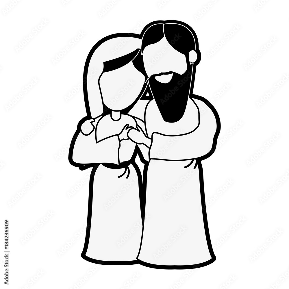 Virgin mary and joseph cartoon icon vector illustration graphic design Virgin mary and joseph cartoon icon vector illustration graphic design