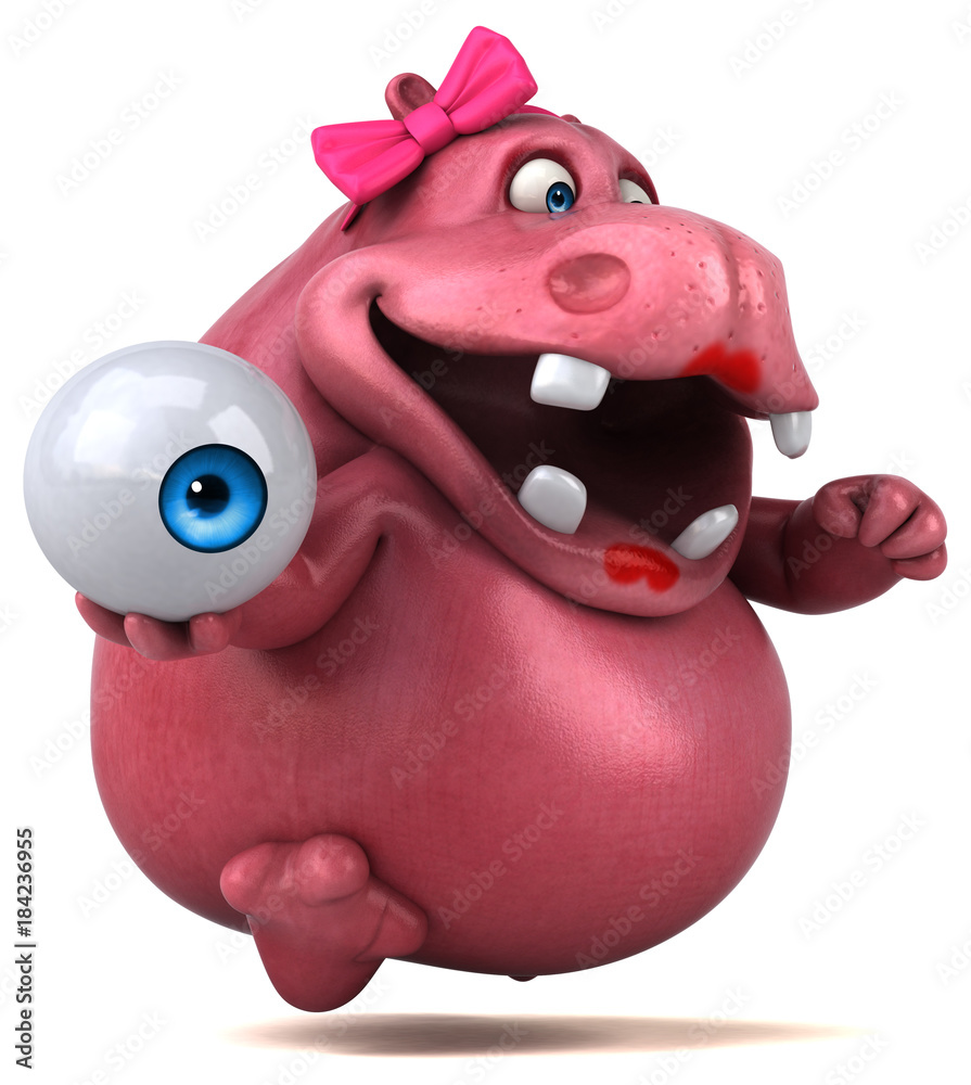Naklejka premium Pink Hippo - 3D Illustration