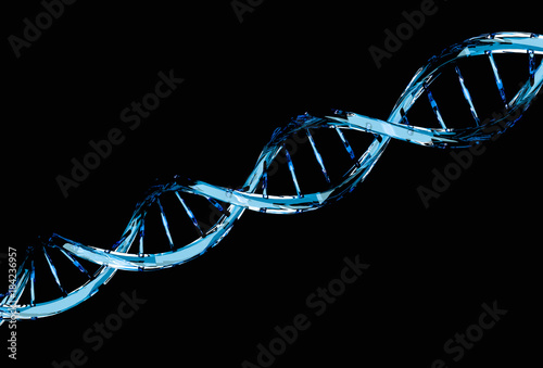 Blue DNA molecule structure isolated on black