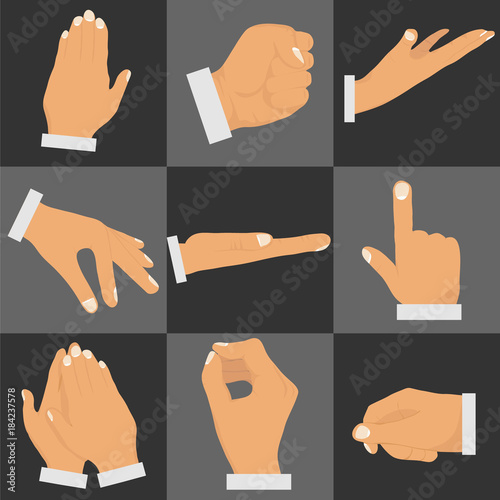 Gestures of the hands. Set of gestures with hands.