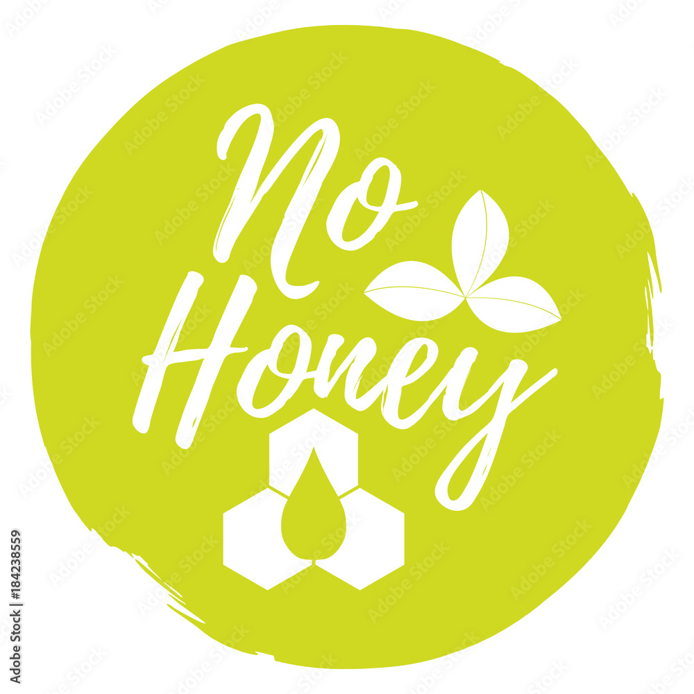 No Honey label. Healthy and Organic Food. Font with Brush. Food Intolerance Symbols and Badges. Vector illustration icon No Honey label. Healthy and Organic Food. Font with Brush. Food Intolerance Symbols and Badges. Vector illustration icon