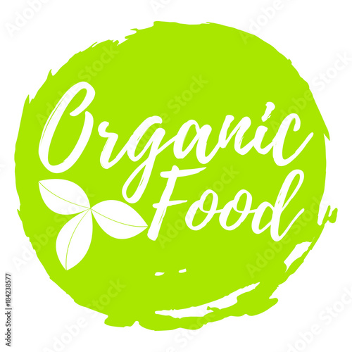 Organic Food label. Font with Brush. Food Intolerance Symbols and Badges. Vector illustration icon
