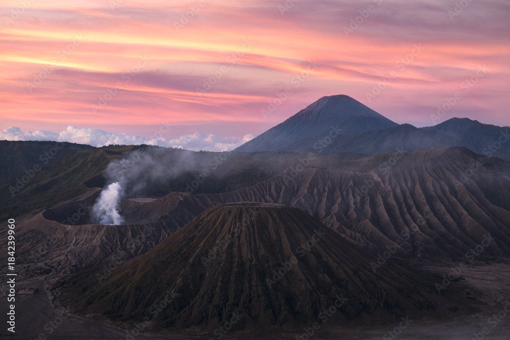 Bromo Tengger Semeru National Park. Mount Bromo is an active volcano and part of the Tengger massif, in East Java, Indonesia.
