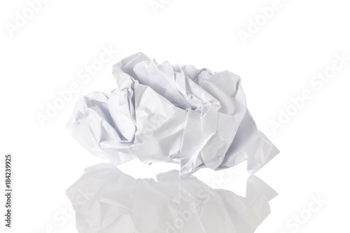 Crumbled paper over white background