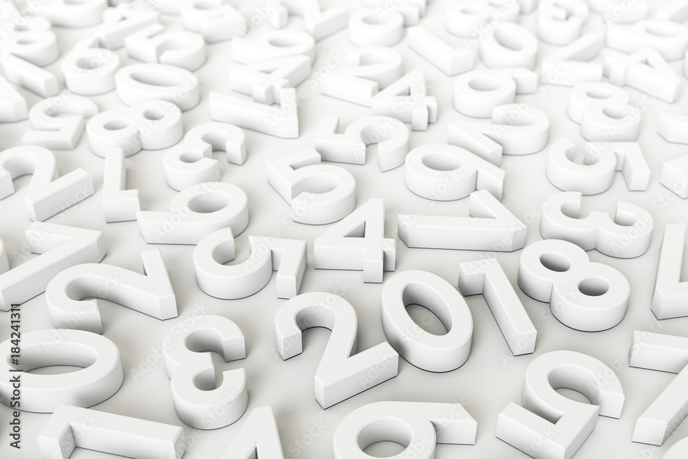 New Year 2018. white text Concept illustration. on white background. 3d render New Year 2018. white text Concept illustration. on white background. 3d render