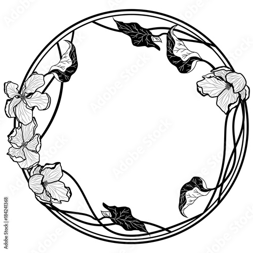 vector round frame with apple flowers