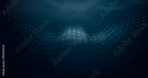 Abstract polygonal space low poly dark background with connecting dots and lines. Connection structure futuristic polygon concept.