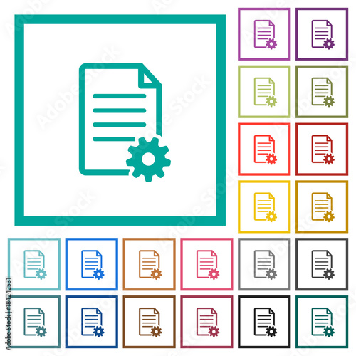 Document setup flat color icons with quadrant frames