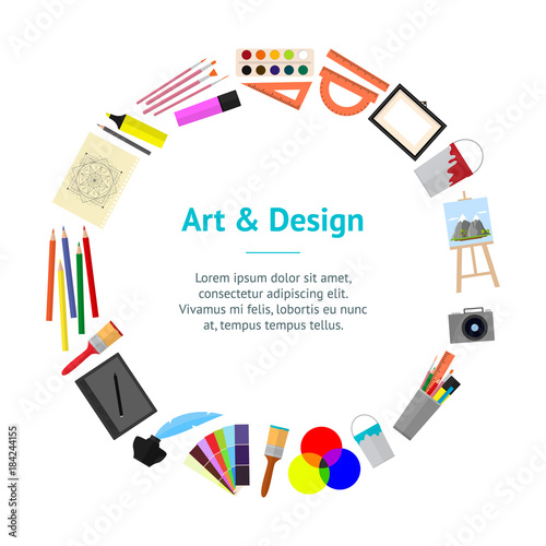 Cartoon Art Banner Card Circle. Vector