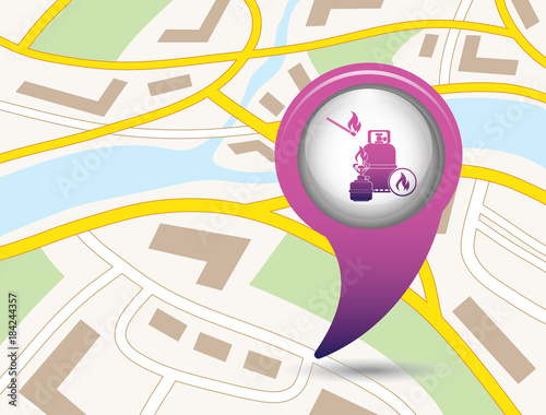 Camping stove with gas bottle icon vector