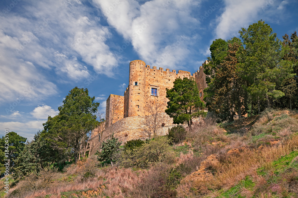 Miglionico, Matera, Basilicata, Italy: the medieval castle (Castello del Malconsiglio) on the hill of the ancient town