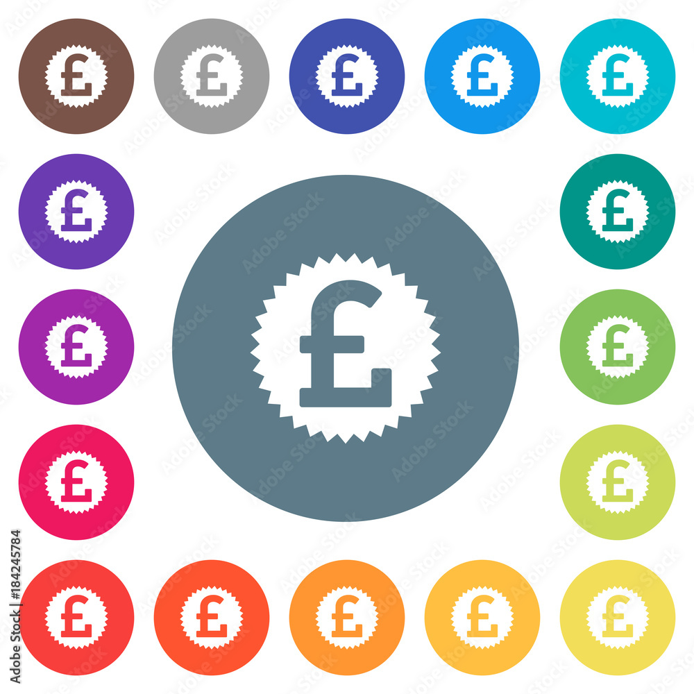 Pound sticker flat white icons on round color backgrounds Pound sticker flat white icons on round color backgrounds