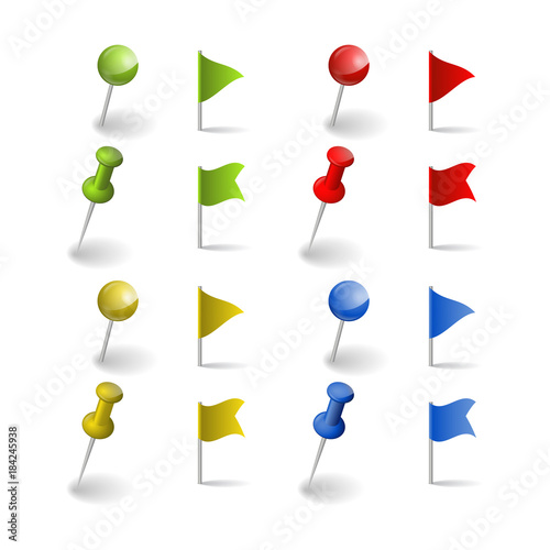 collection of pins and flags