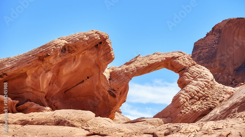 Sandstone arch formation, natural abstract background, Valley of Fire State Park, Nevada, USA.  photo