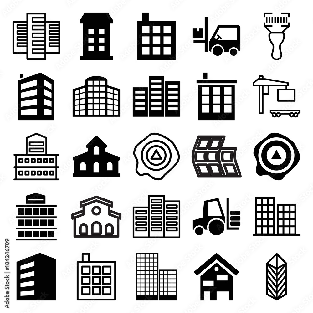 Set of 25 distribution filled and outline icons