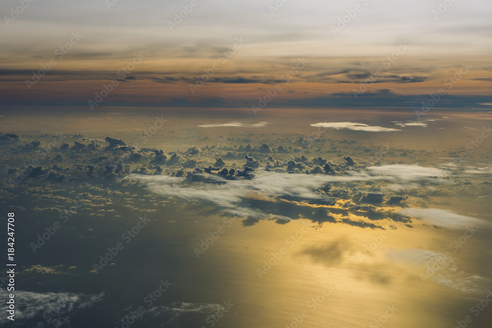 colorful dramatic sky with cloud at sunrise