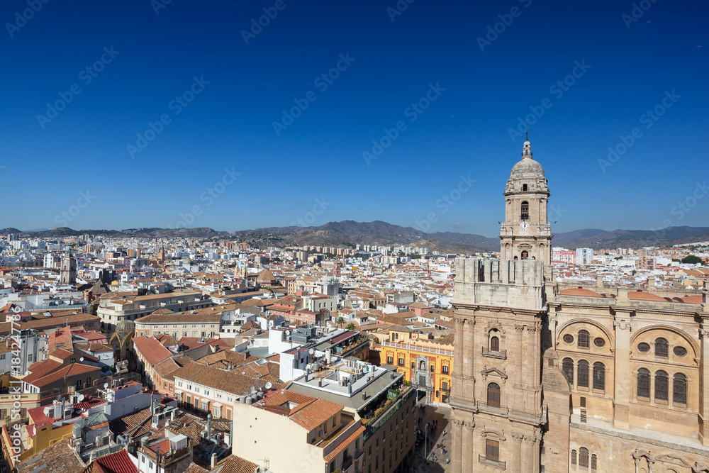 Malaga skyline with Cathedral tower in background
