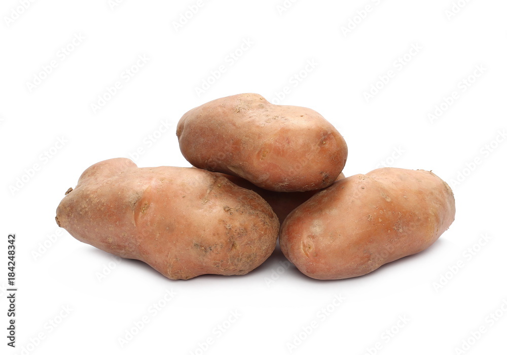 Fresh organic potatoes isolated on white background Fresh organic potatoes isolated on white background