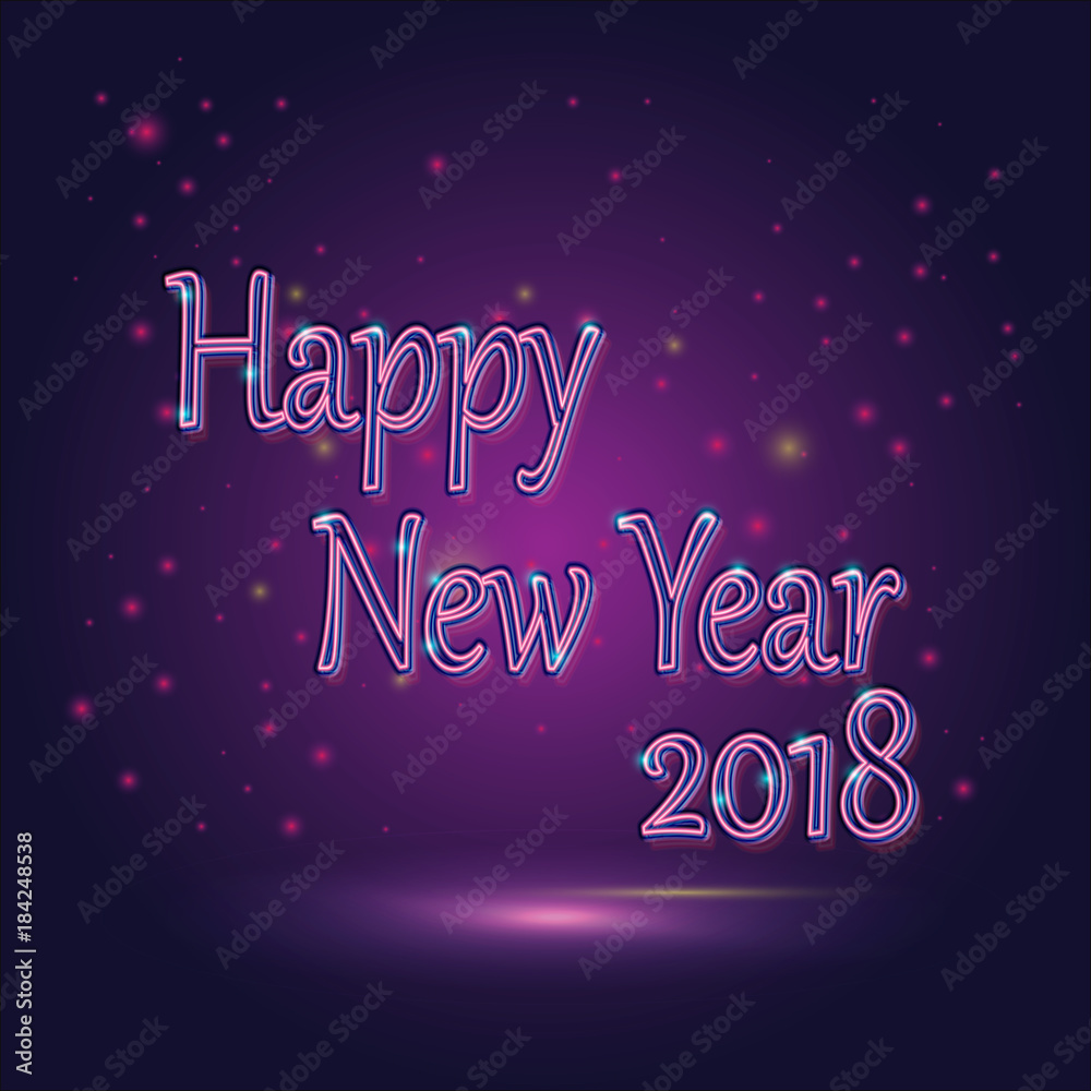 Happy New Year neon sign 2018