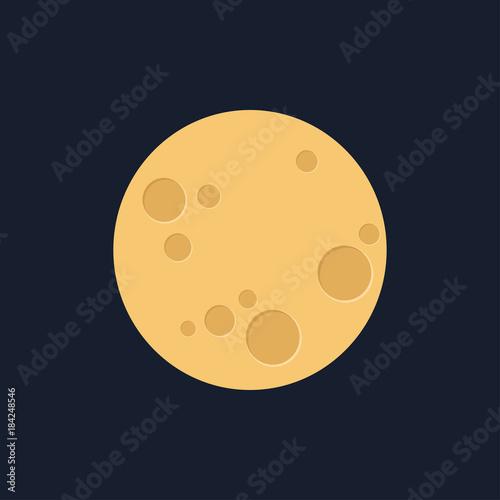 Moon in flat dasign style. Night space astronomy and nature moon icon. Gibbous vector on dark background. Cartoon planet moon icon. photo