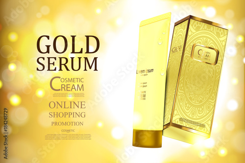 Luxury cosmetic Bottle package skin care cream, Beauty cosmetic product poster, with Bokeh background