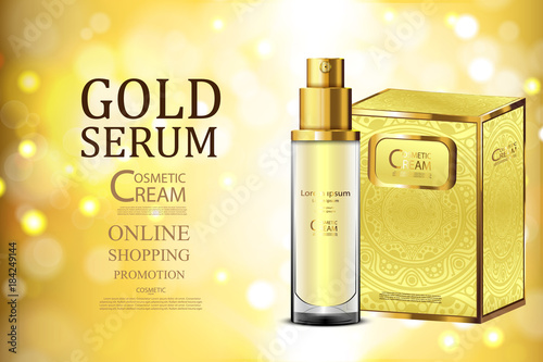 Luxury cosmetic Bottle package skin care cream, Beauty cosmetic product poster, with Bokeh background