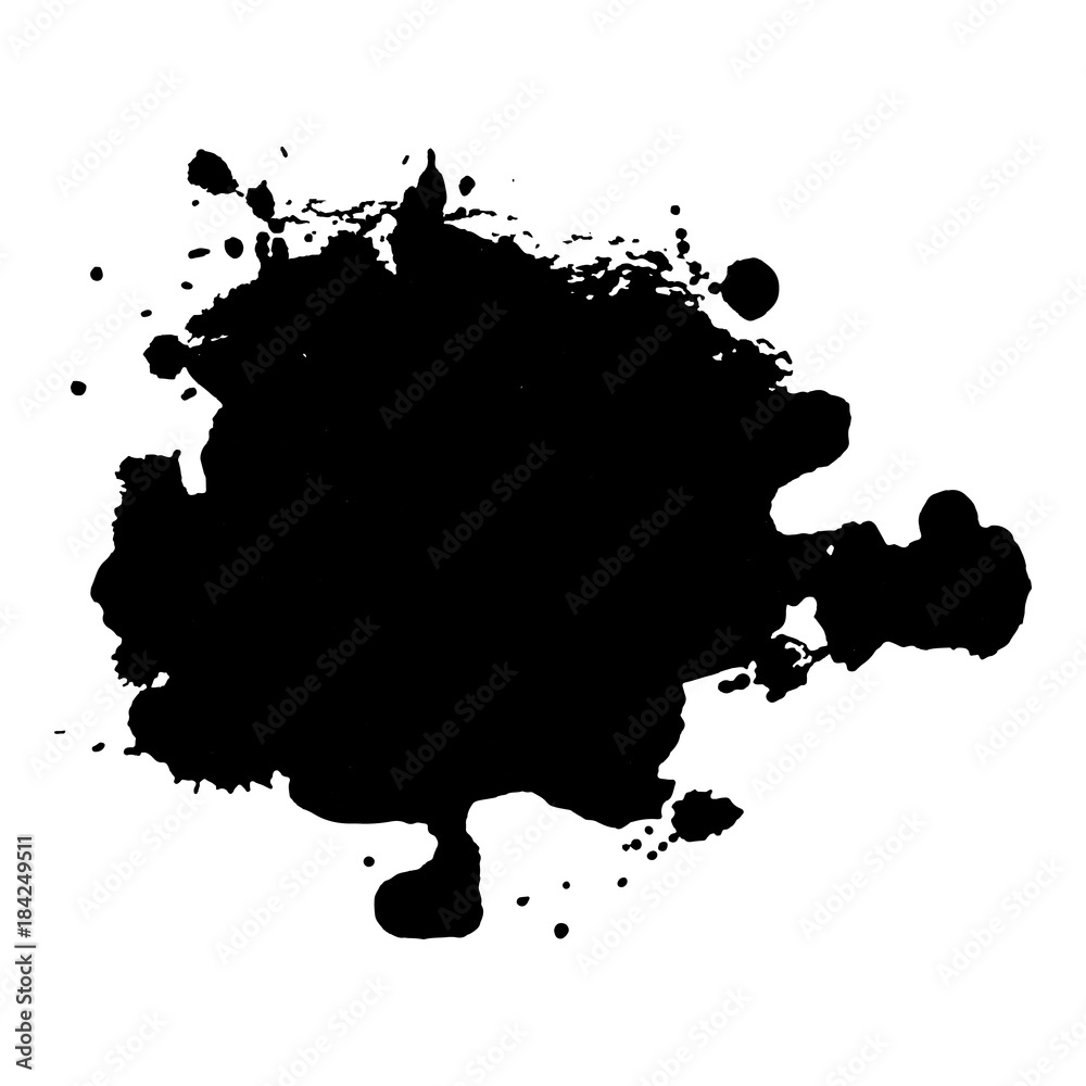 Vector black drops of paint and stains, ink blots