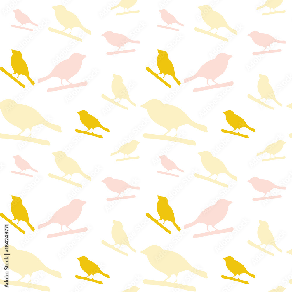 Birds pattern. Vector seamless pattern with hand drawn silhouettes of birds on a tree branch. Birds pattern. Vector seamless pattern with hand drawn silhouettes of birds on a tree branch.