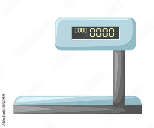 Blue digital market scale weight for food fruits and vegetables vector illustration isolated on white background