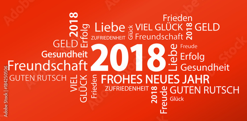 word cloud with new year 2018 greetings