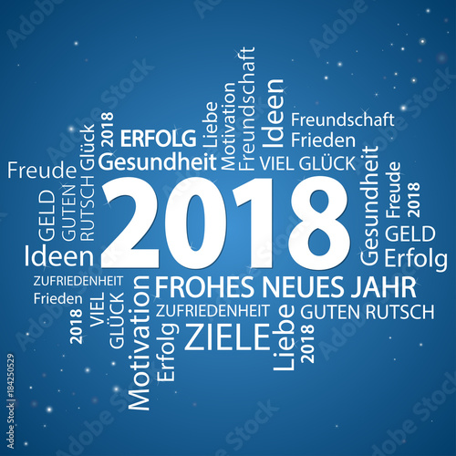 word cloud with new year 2018 greetings