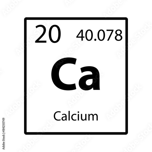 Calcium periodic table element icon on white background vector photo