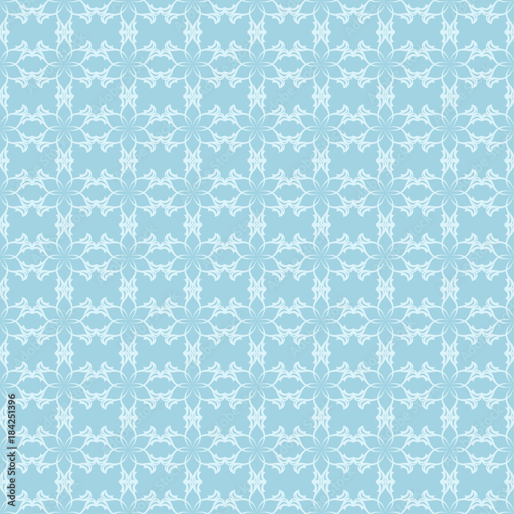 White floral seamless pattern on blue background White floral seamless pattern on blue background
