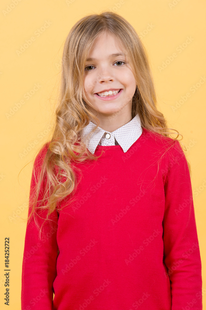 Girl smile on orange background Girl smile on orange background