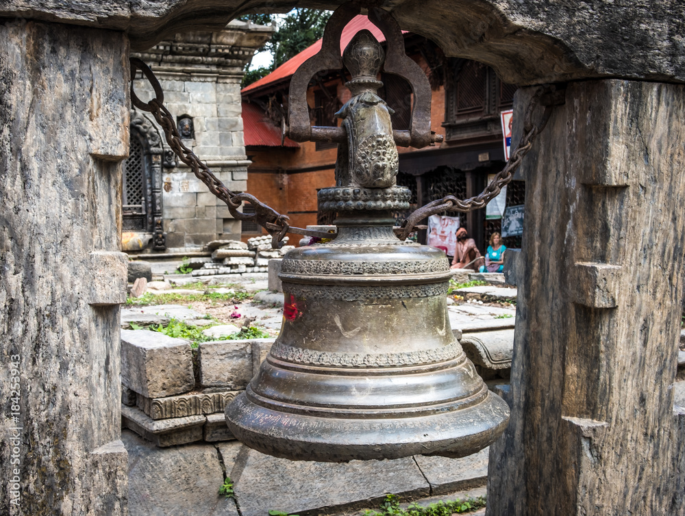 Fototapeta premium Traditionak hindu bell at Pashupatinath temple in Kathmandu, Nepal