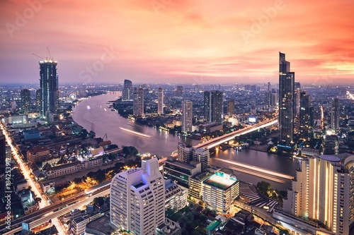Bangkok during golden sunset