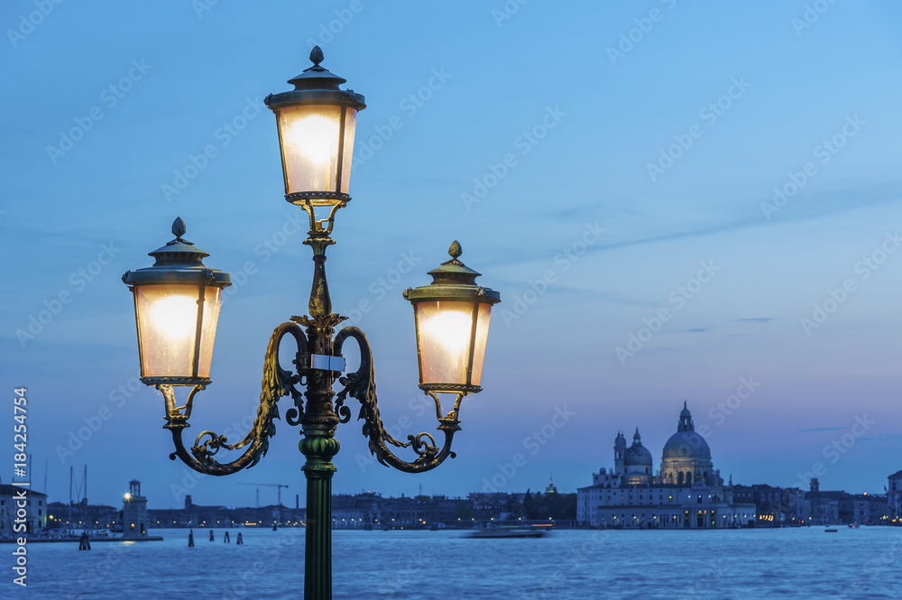 Classical street light in the lagoon of Venice, Italy