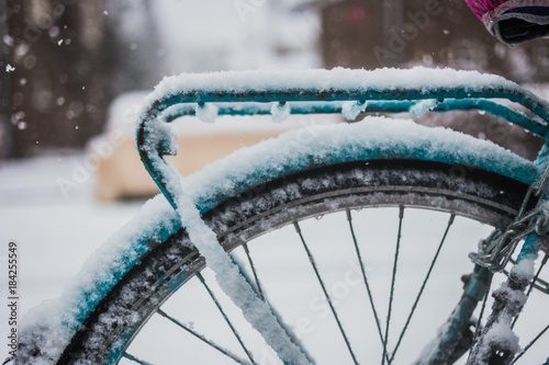 Bike on snowy weather  photo