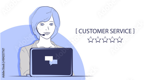 customer service Vector sketch line illustration