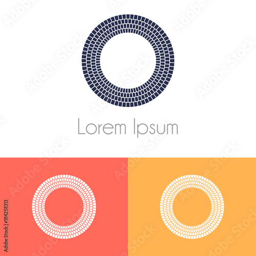 Colorful logo template, geometrical symbol with two preview monochrome for company brand