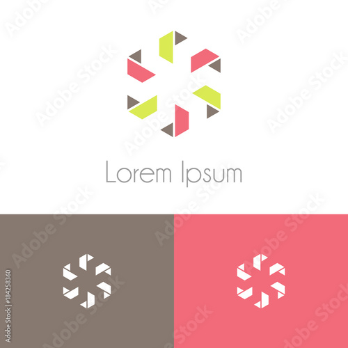 Colorful logo template, geometrical symbol with two preview monochrome for company brand