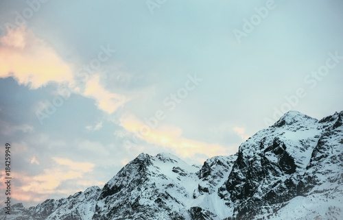 tranquil mountains landscape under blue twilight sky, Austria