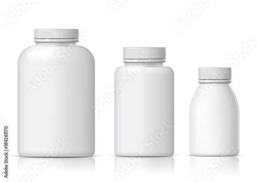 Cool Realistic White plastic bottle set.