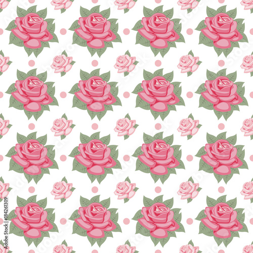 Seamless pattern with pink rose,New year holiday vector illustration4